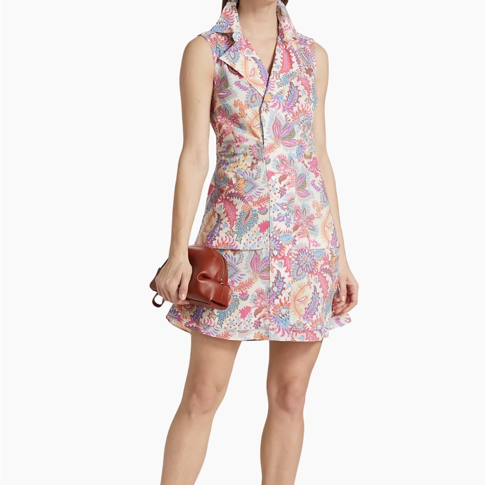 Derek Lam 10 Crosby Satina Shirt Dress Coral Multi 0 XS $450